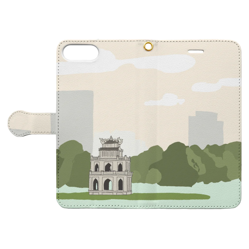 VIETSTAR★１０８のハノイ　亀の塔 Book-Style Smartphone Case:Opened (outside)
