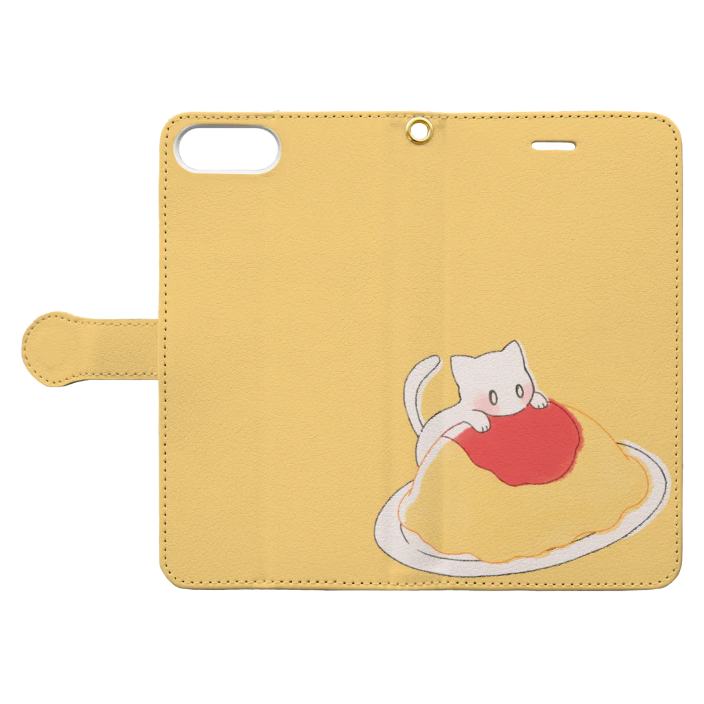 ふぅのオムライスとねこ Book-Style Smartphone Case:Opened (outside)