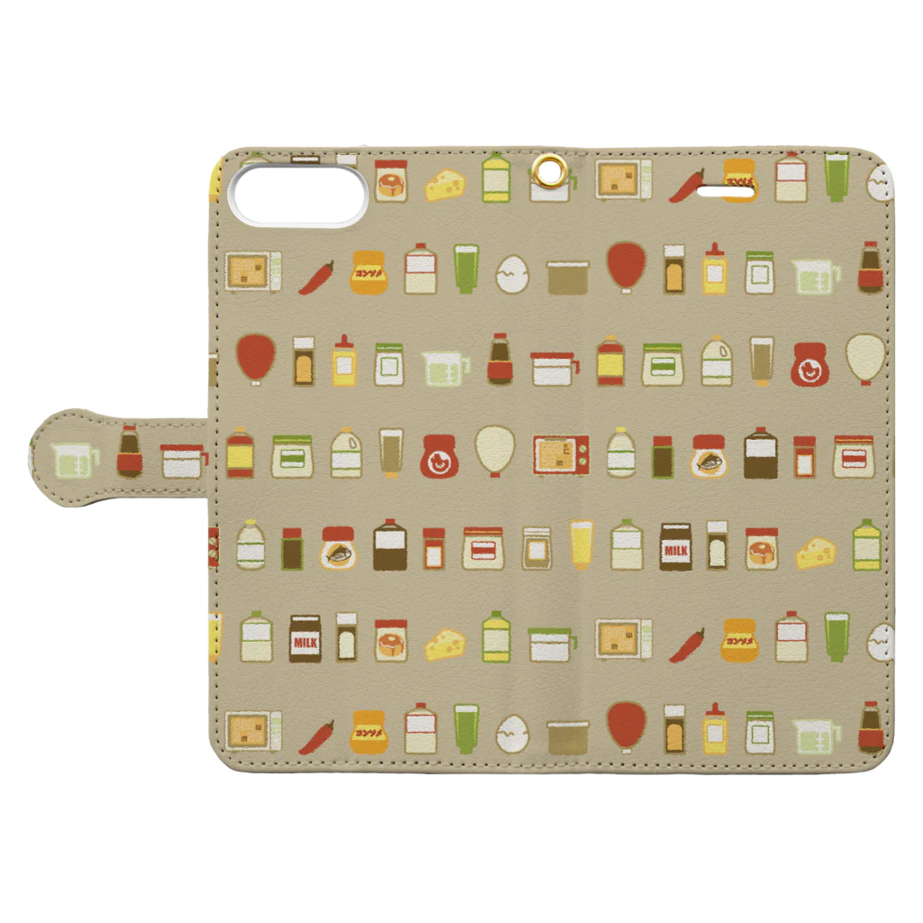 REDWATCHの【楽々料理レシピ②】調味料・道具　キッチン　料理　調理　食育　 Book-Style Smartphone Case:Opened (outside)