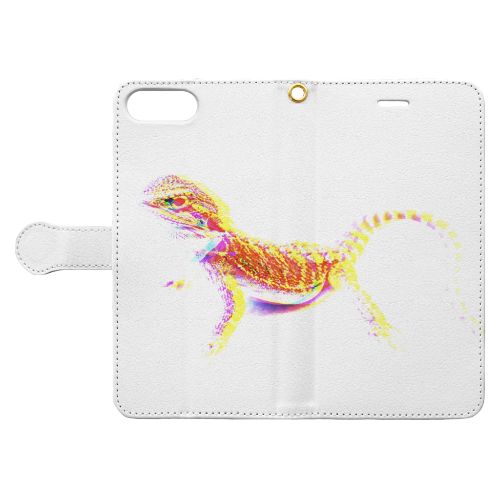 爬虫類カフェ ふぁにくり 京都祇園本店の"BROKEN" Pogona vitticeps Book-Style Smartphone Case:Opened (outside)