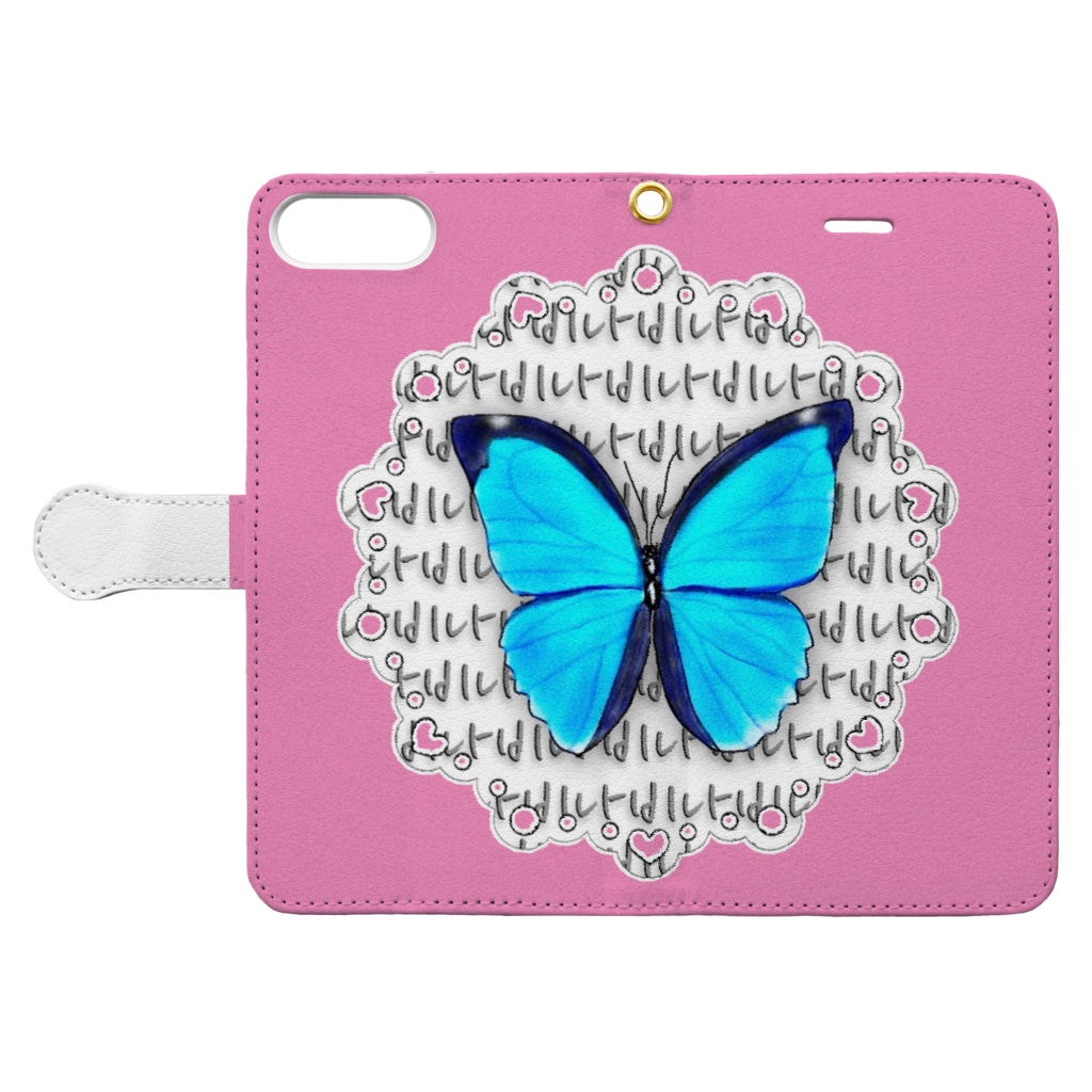 몰포나비 モルフォ蝶 ピンク Lalahangeul Konohana の手帳型スマホケース通販 Suzuri スズリ