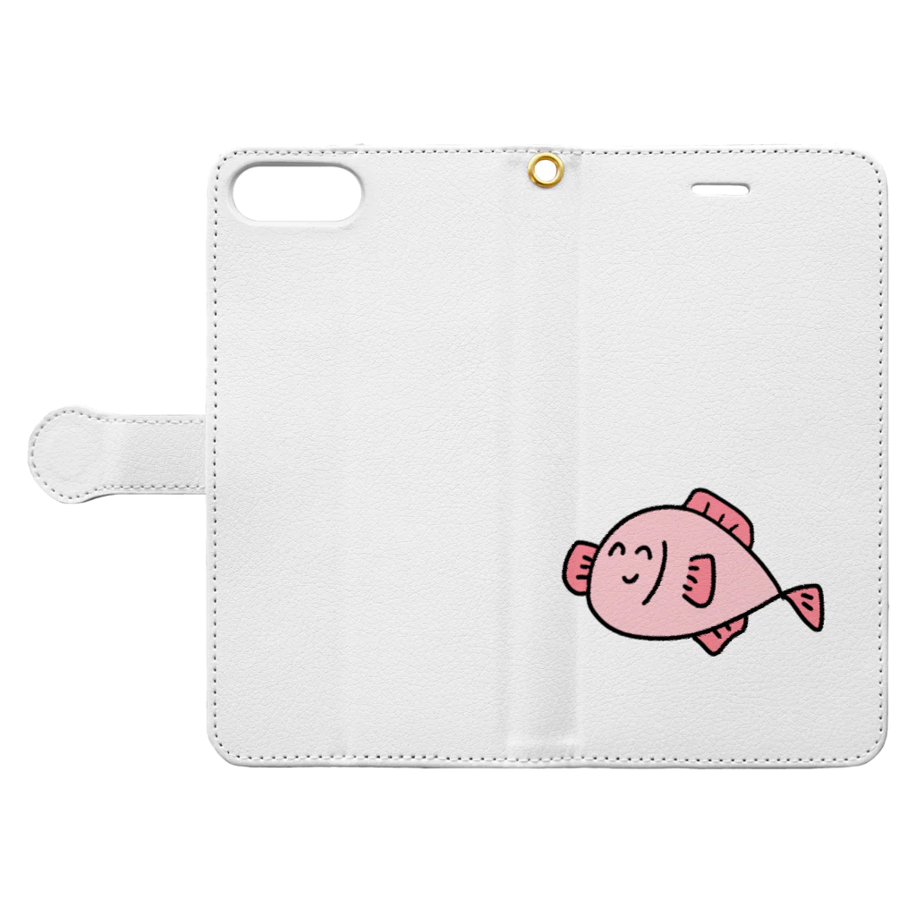 ぷりまるのさかな(ピンク) Book-Style Smartphone Case:Opened (outside)