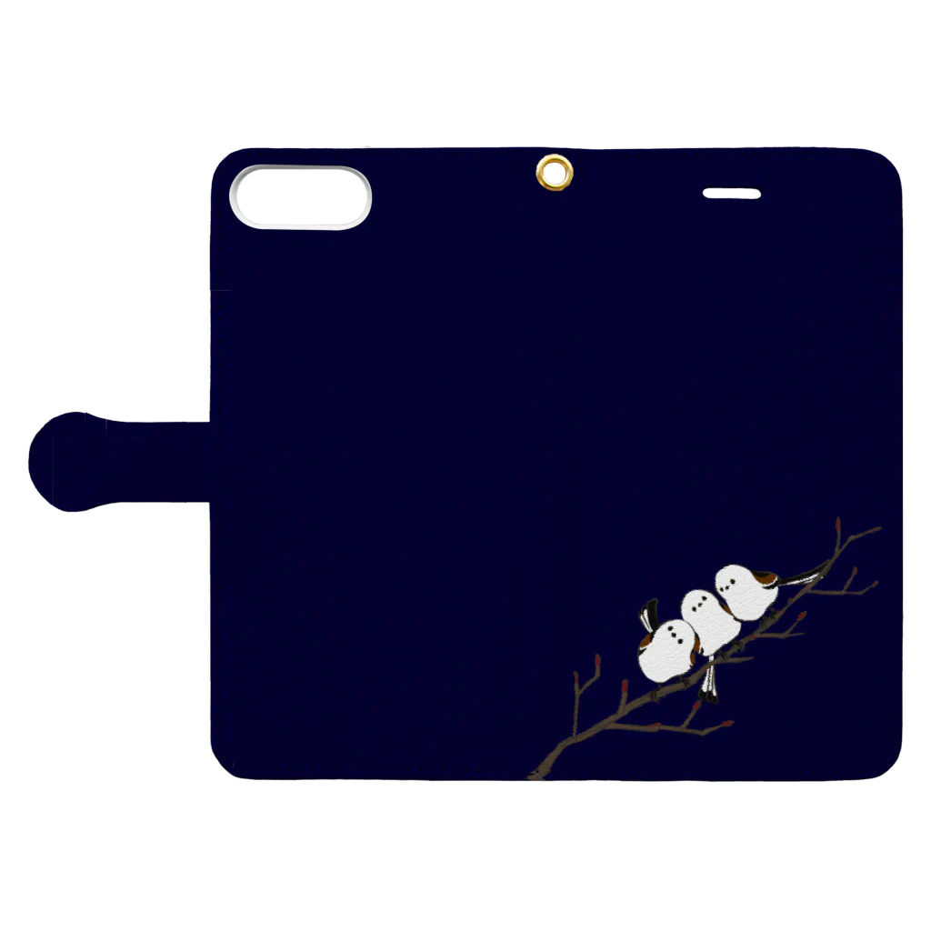 b_miccoのシマエナガだんご　ネイビー Book-Style Smartphone Case:Opened (outside)