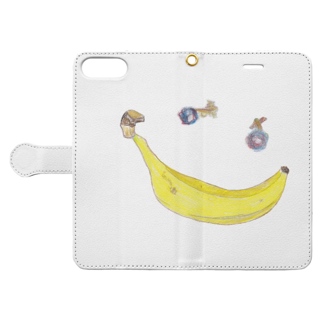 ホームタウンスター　Hometown Star のバナナスマイリー　Banana Smiley 手帳型スマホケースを開いた場合(外側)