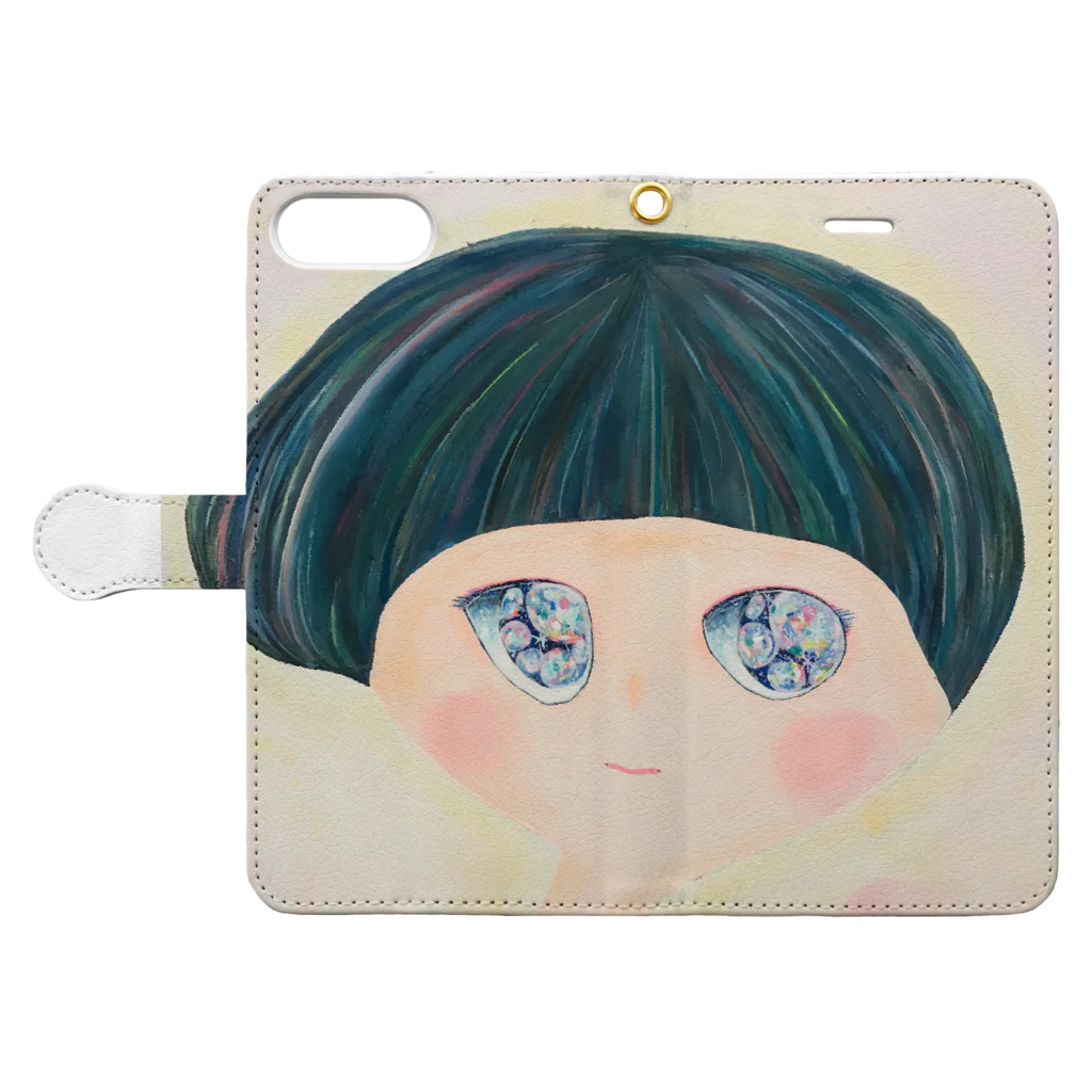 テレポーテーションのきらきらおめめちゃん Book-Style Smartphone Case:Opened (outside)