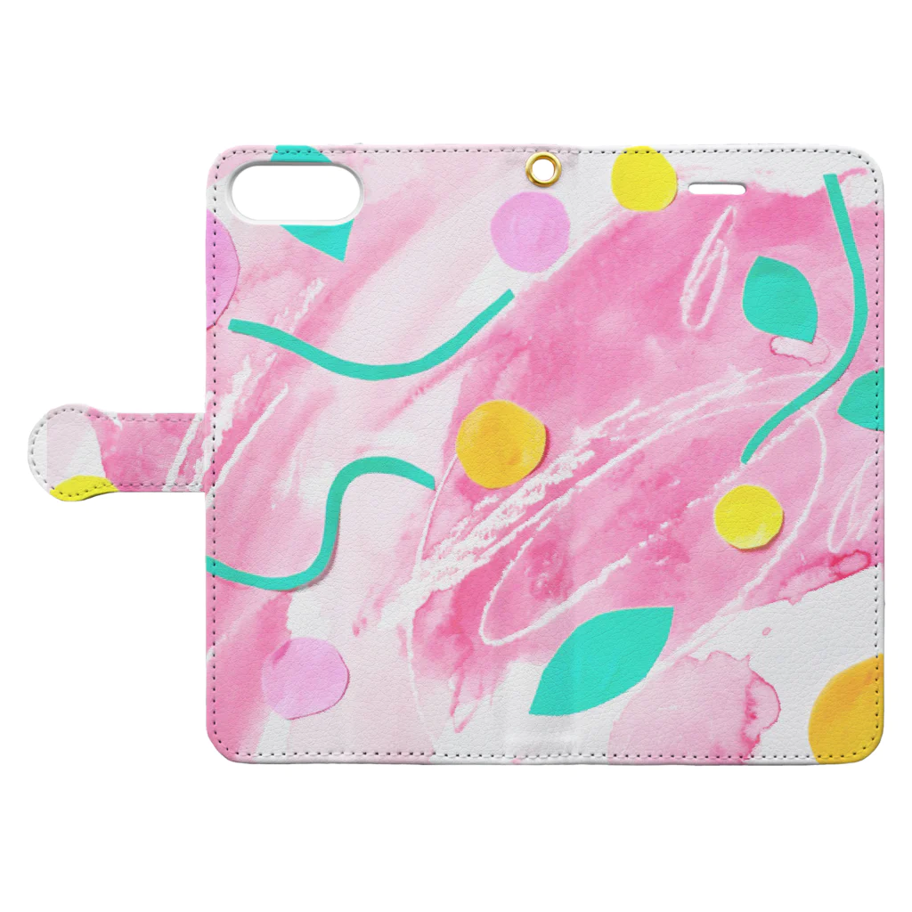 aicecreamの花1　水彩、クレヨン、おりがみ Book-Style Smartphone Case:Opened (outside)