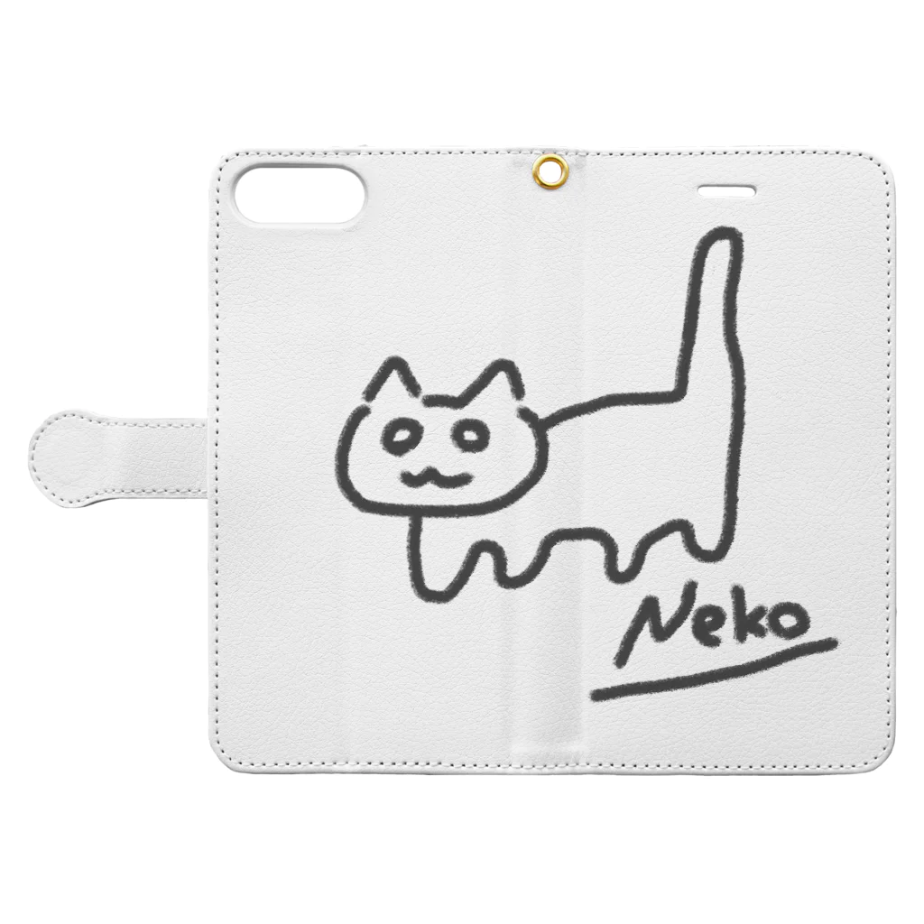 ねこ先生のねこ（Neko）その2 手帳型スマホケースを開いた場合(外側)