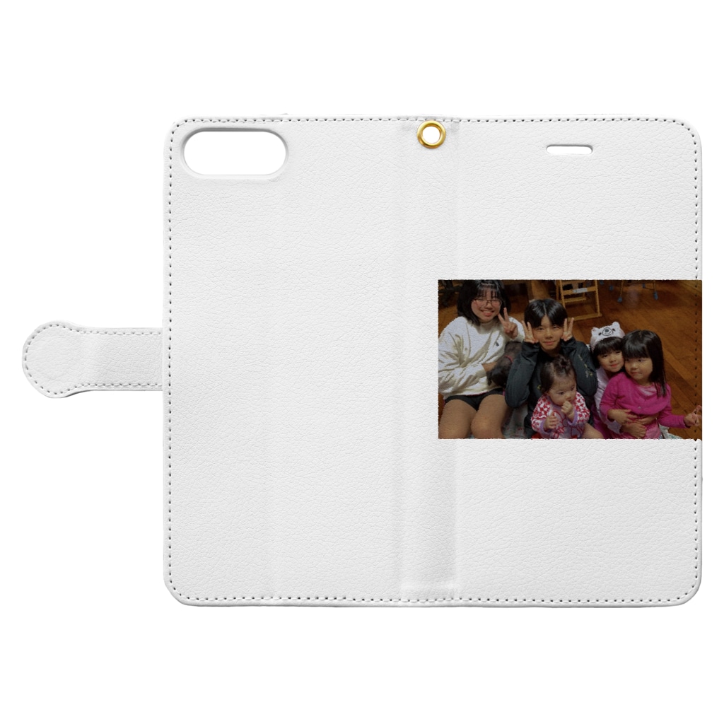 りん、らん、れん、あん、えまりのiPhoneケースの孫達 Book-Style Smartphone Case:Opened (outside)