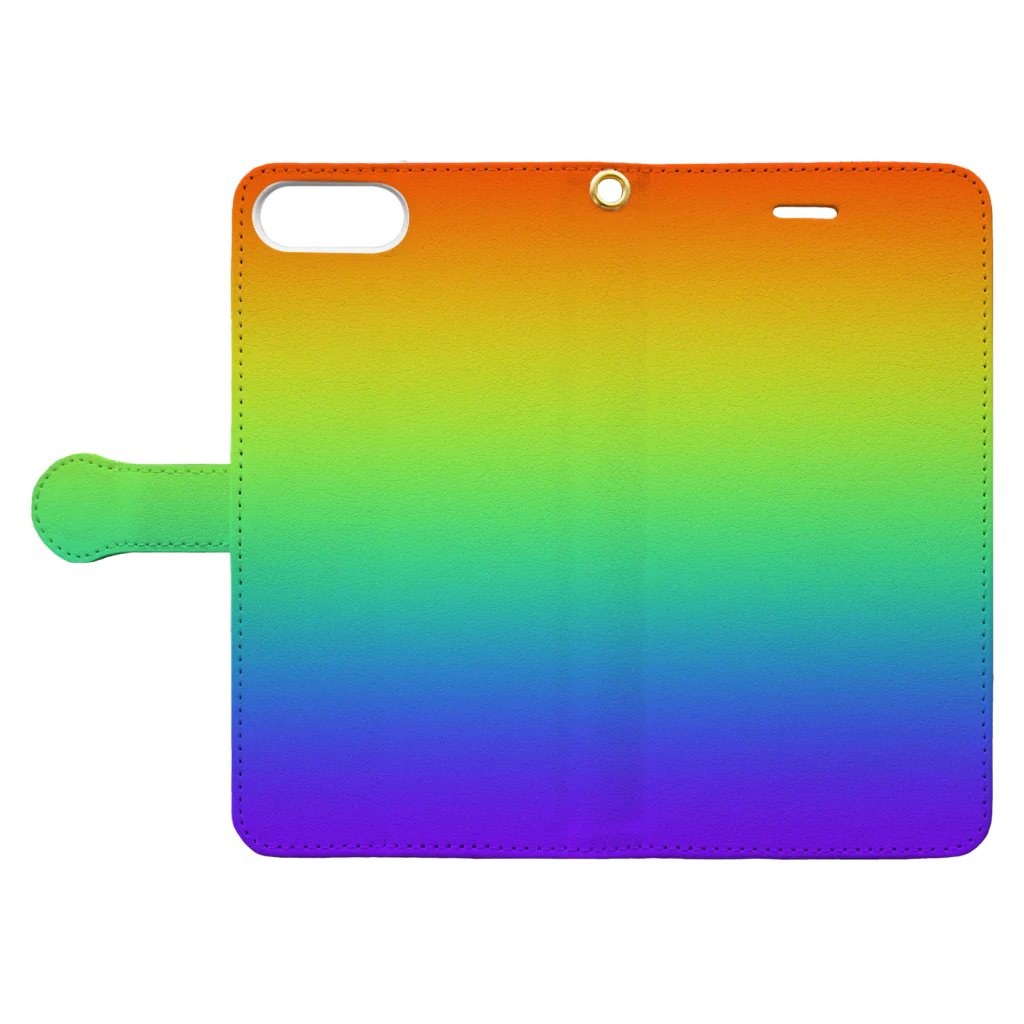 ぽぬぞぬのグラデーション　レインボー　LGBT Book-Style Smartphone Case:Opened (outside)