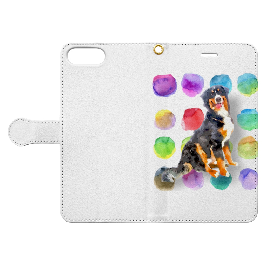バーニーズマウンテンドッグのダンロのバーニーズマウンテンドッグ Book-Style Smartphone Case:Opened (outside)