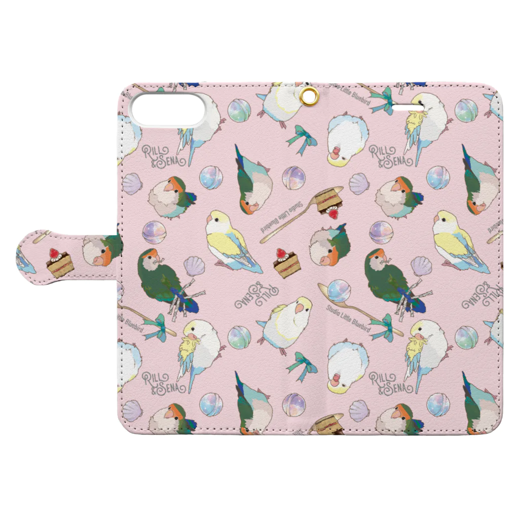 リズさんち🦜👶✨のりるせなルームピンク Book-Style Smartphone Case:Opened (outside)