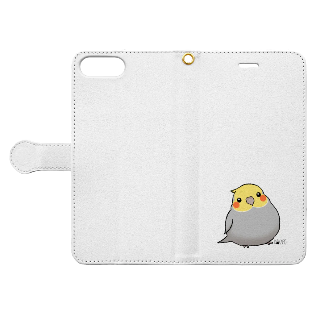 *KAKAPO*の*KAKAPO*のふんわりオカメインコちゃん(のまる) Book-Style Smartphone Case:Opened (outside)