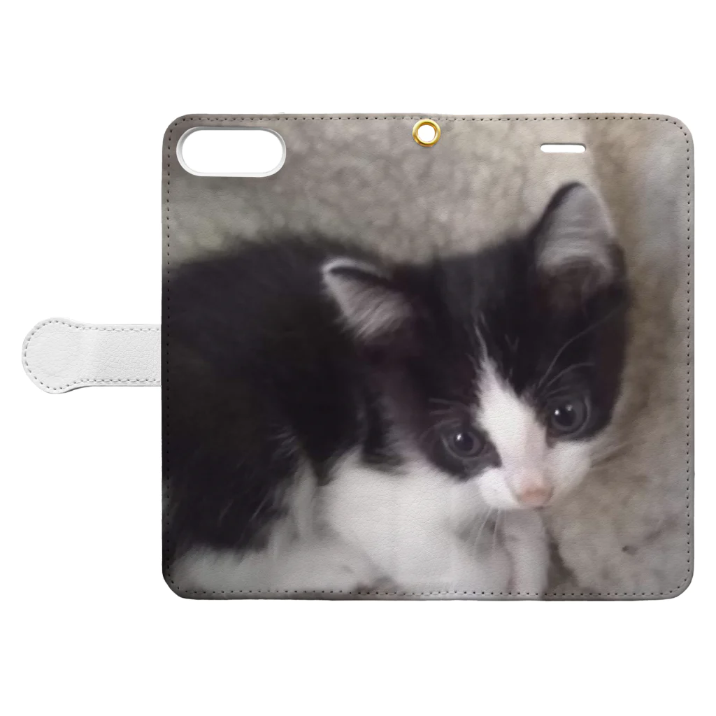 みーのお部屋 のおすまし猫 テールくん Book-Style Smartphone Case:Opened (outside)