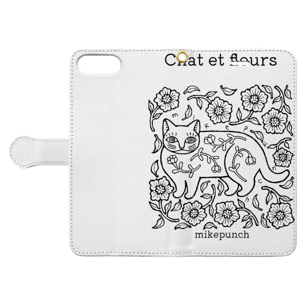mikepunchの猫と花 Book-Style Smartphone Case:Opened (outside)