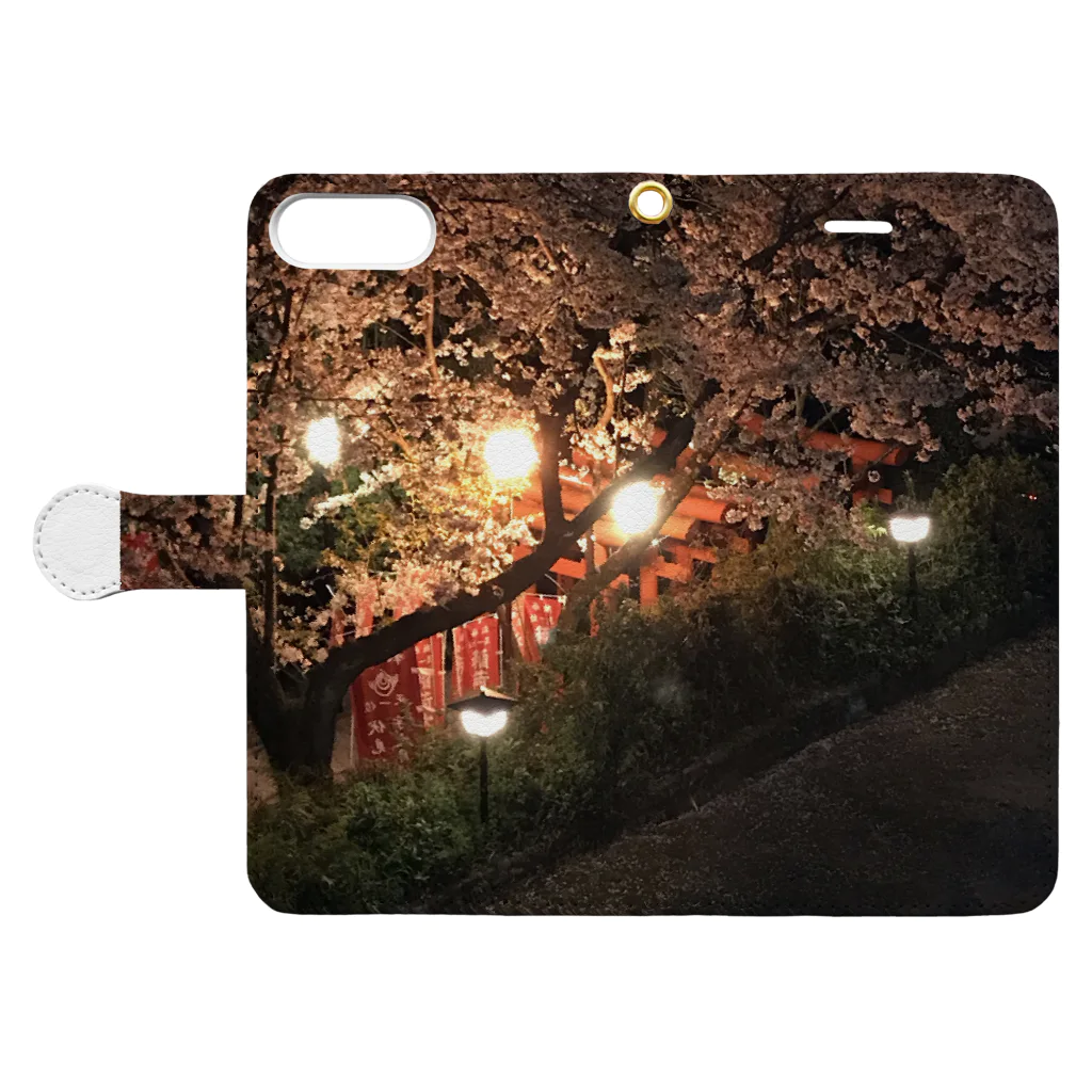 Boppy Bopの桜神社 Book-Style Smartphone Case:Opened (outside)