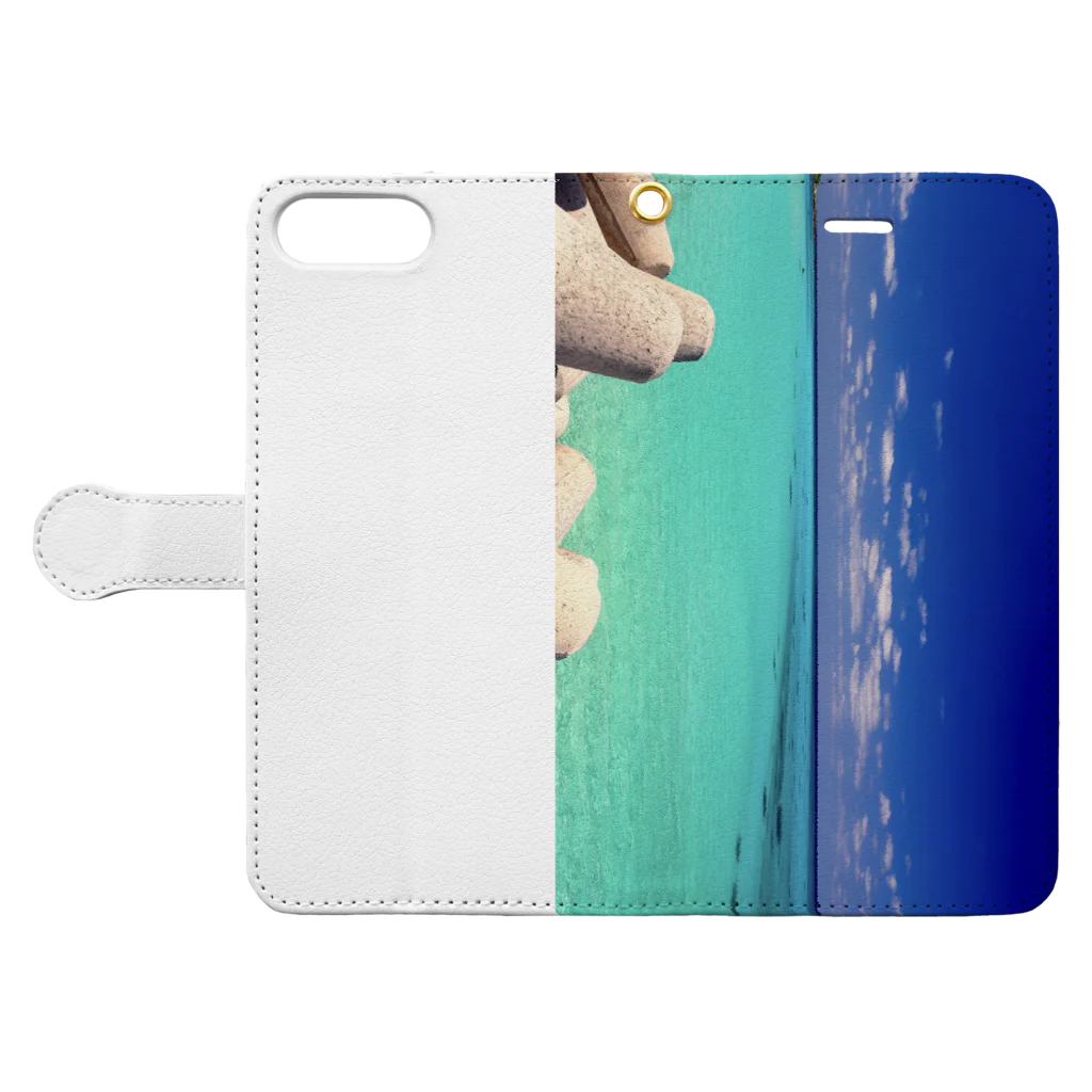 波吉商店の夏の海 Book-Style Smartphone Case:Opened (outside)