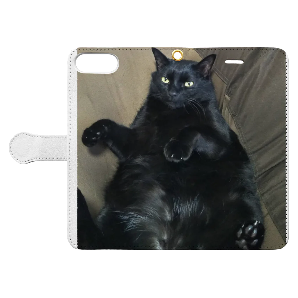 saachan1の神社にいた猫福ちゃん Book-Style Smartphone Case:Opened (outside)