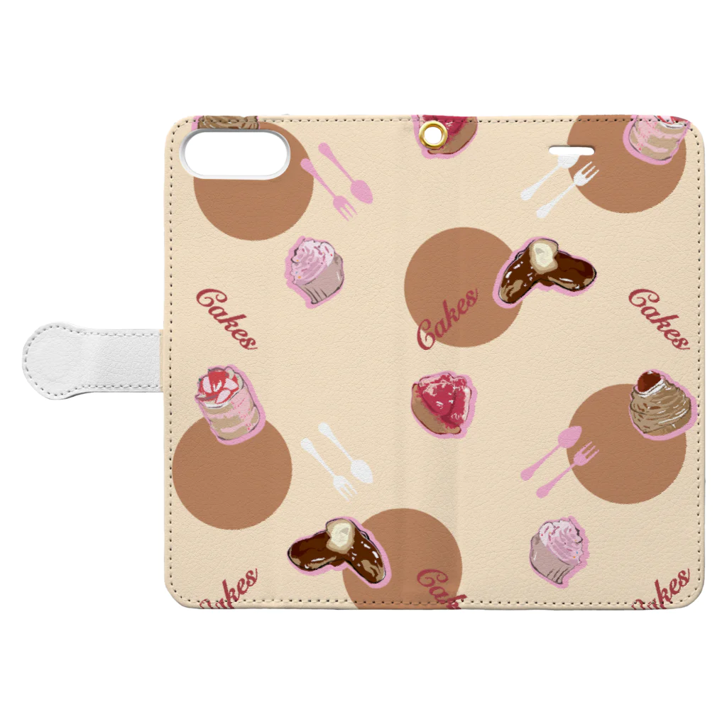 Atelier CのCakes-ライトブラウン Book-Style Smartphone Case:Opened (outside)