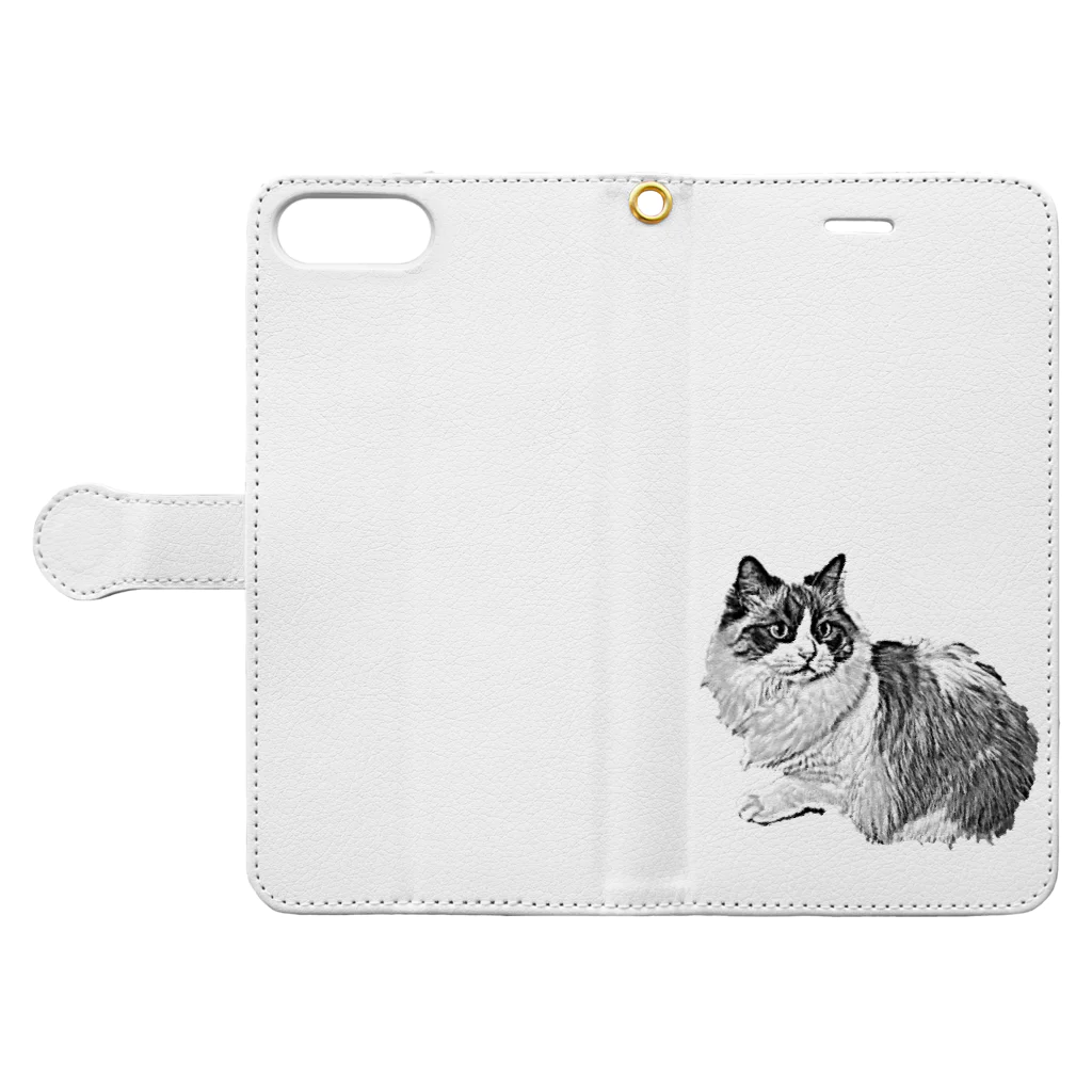 ねこなでのねこなでシリーズ Book-Style Smartphone Case:Opened (outside)