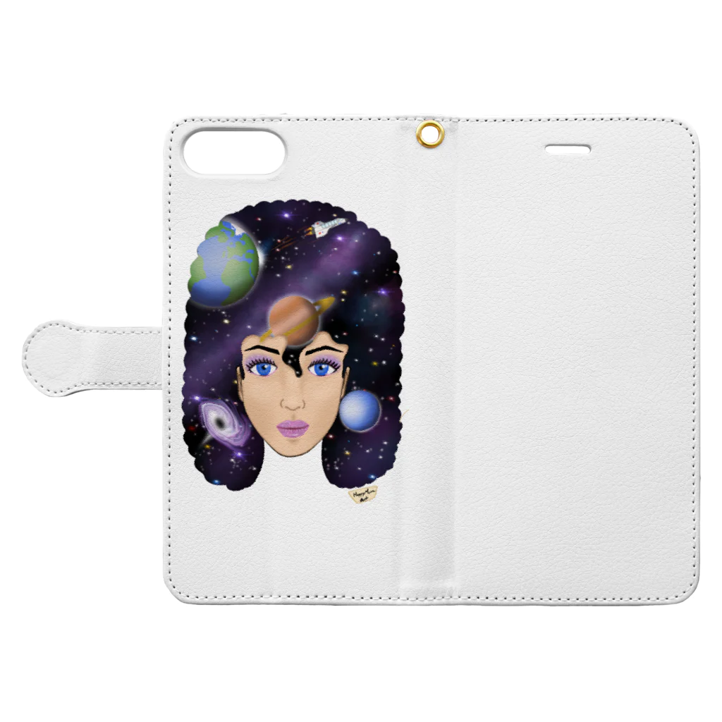 Happy Moon ArtのUniverse girl Book-Style Smartphone Case:Opened (outside)