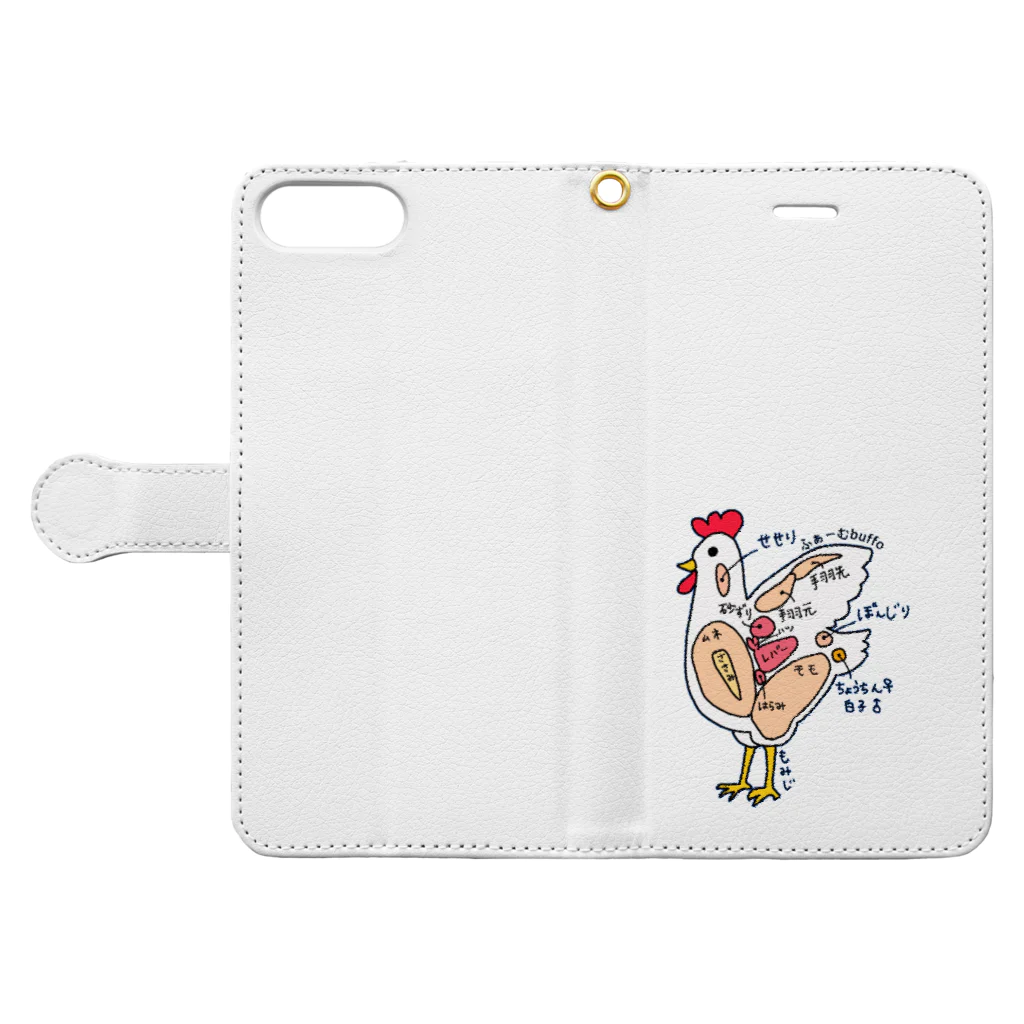 farm buffoのふぁーむbuffo 鶏部位イラスト Book-Style Smartphone Case:Opened (outside)