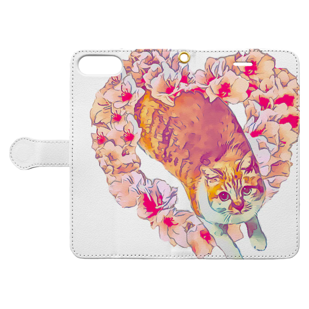 HAPPY FOREST'S  SHOPのForest Cat〜幸せのフォレストキャット〜 Book-Style Smartphone Case:Opened (outside)