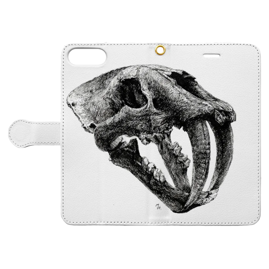 segasworksのSmilodon(skull) 手帳型スマホケースを開いた場合(外側)