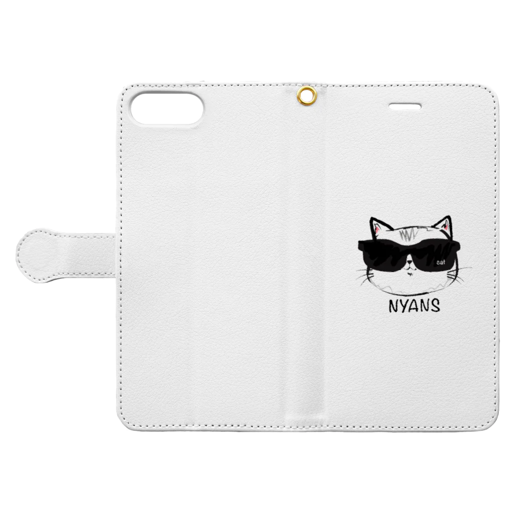 動物愛護団体NYANSのサングラス NYANS Book-Style Smartphone Case:Opened (outside)