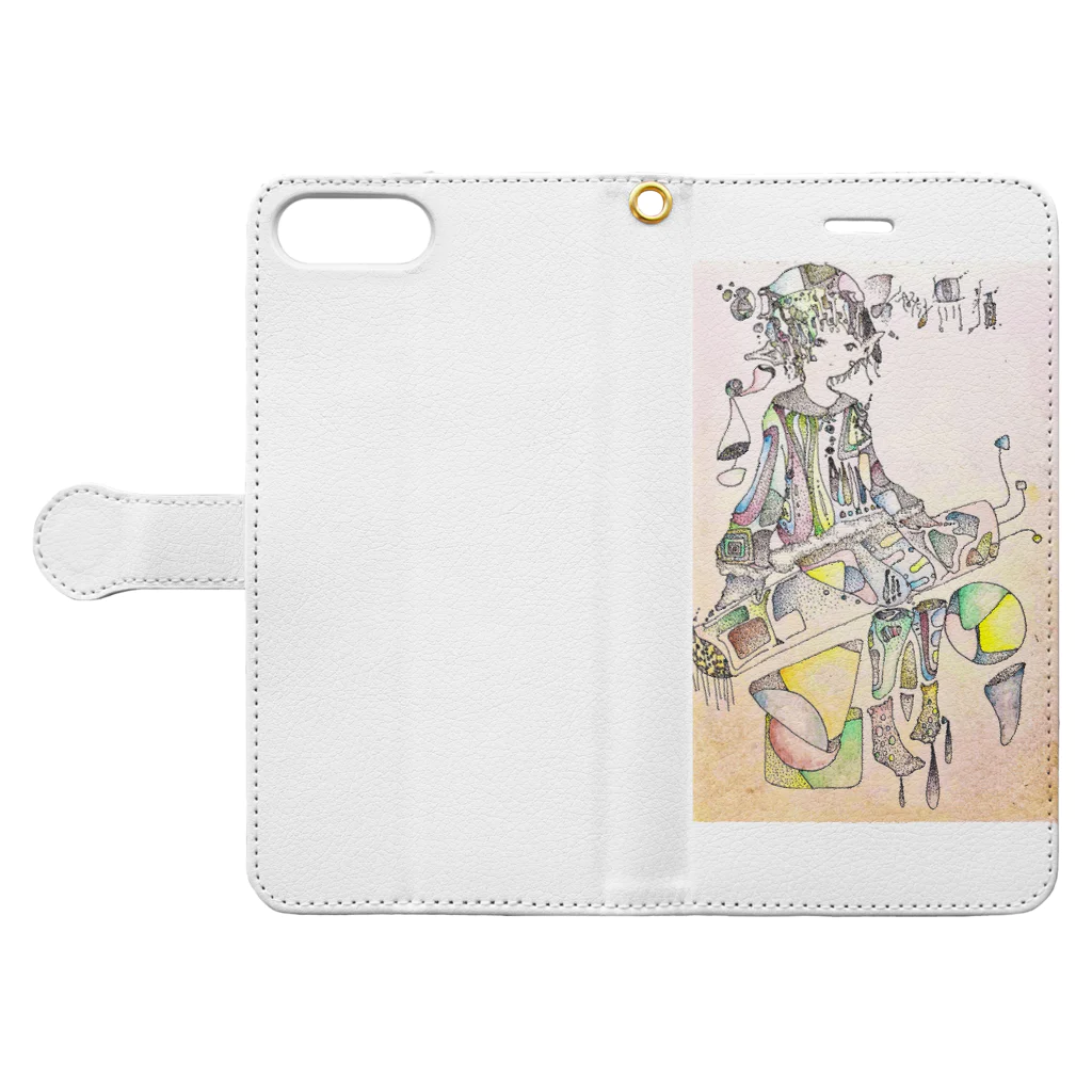 雲辺寺ロープウェイのピエロっさん Book-Style Smartphone Case:Opened (outside)