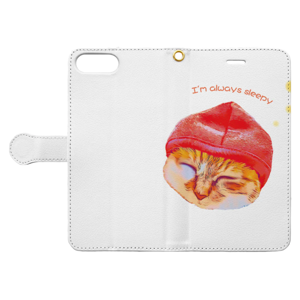 HAPPY FOREST'S  SHOPのsleepy cat Book-Style Smartphone Case:Opened (outside)