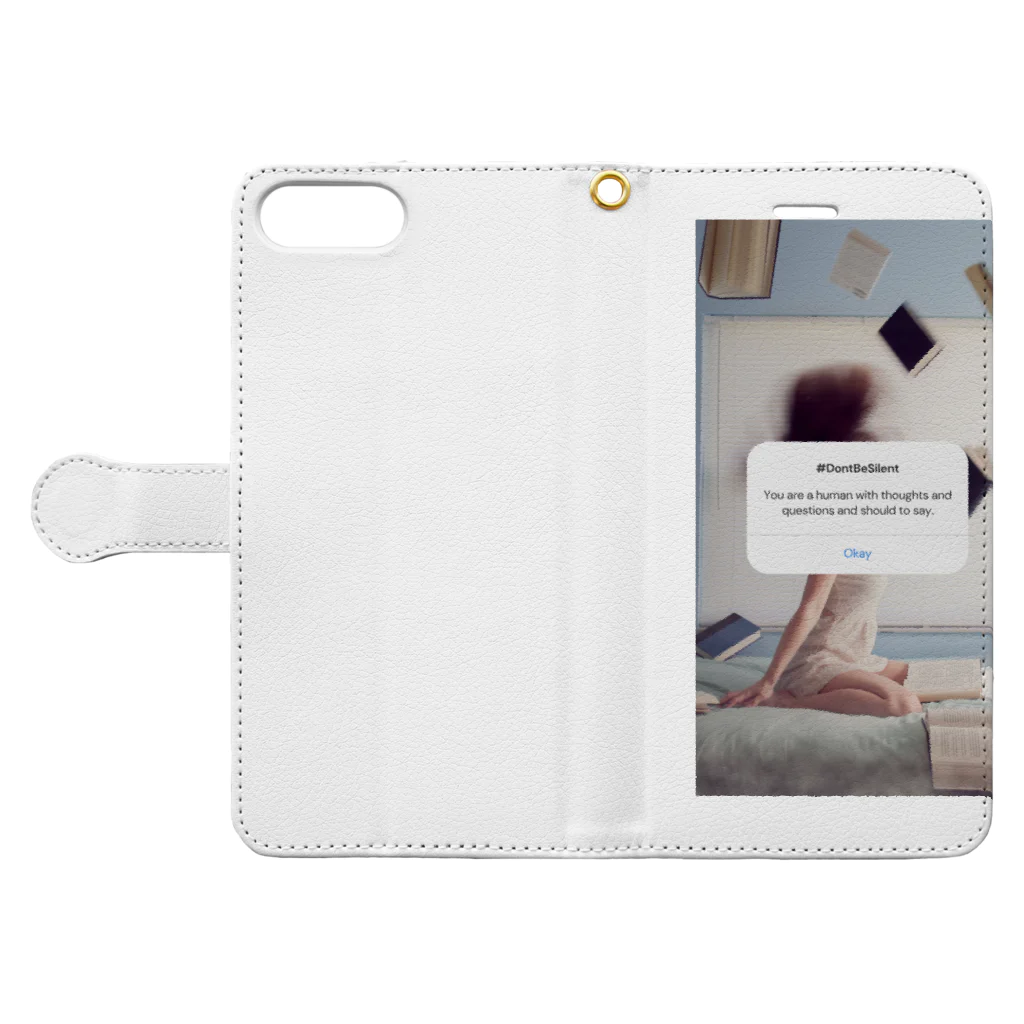 豆子の部屋のDon'tBeSilent&Books Book-Style Smartphone Case:Opened (outside)