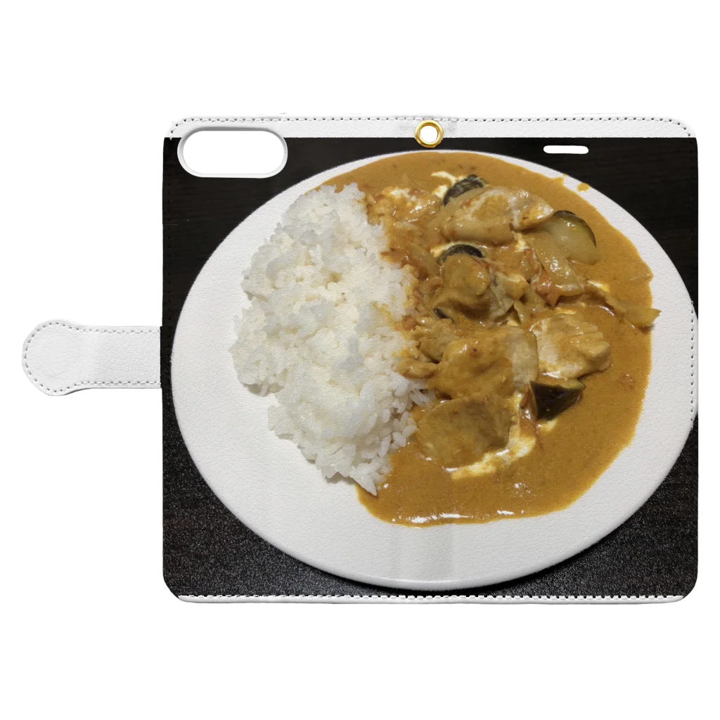 いしょくの手作りバターチキンカレー 手帳型スマホケースを開いた場合(外側)