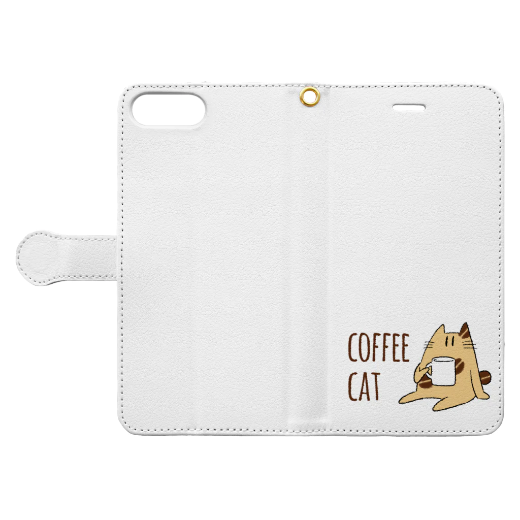 Studio HonWaccaのCOFFEE CAT 手帳型スマホケースを開いた場合(外側)