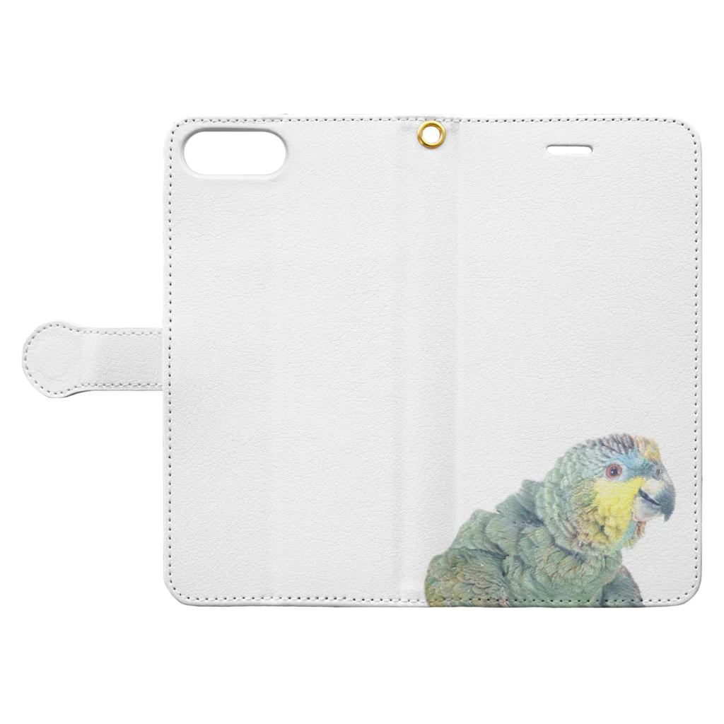 ■マネっぴ■のキソデボウシインコ Book-Style Smartphone Case:Opened (outside)