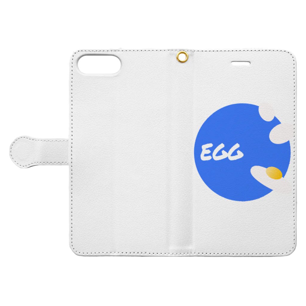 MUSSSEの5点限定：EGG!EGG!EGG!!! 手帳型スマホケースを開いた場合(外側)