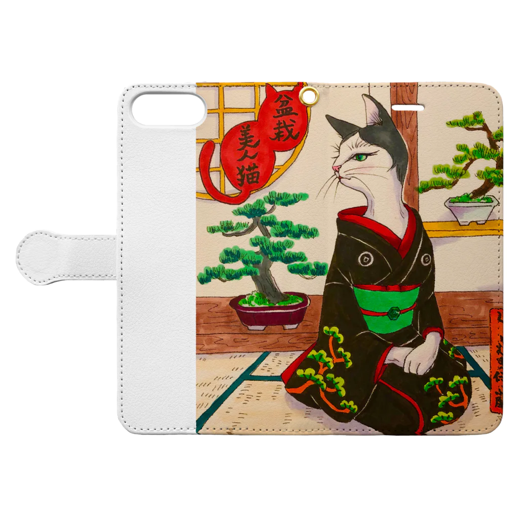 JAMES ITOの盆栽美人猫 Book-Style Smartphone Case:Opened (outside)