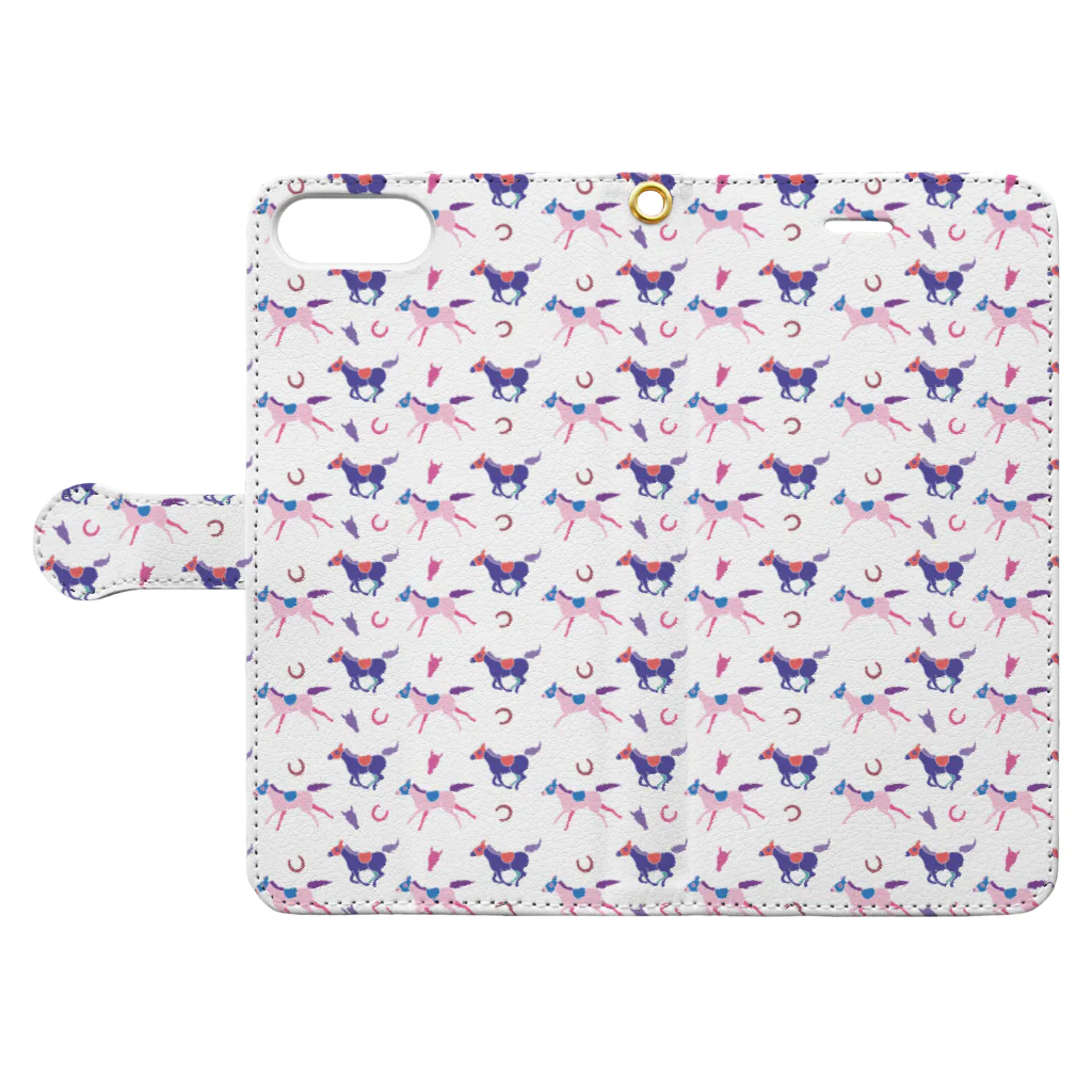 Rainny Dayのミニうま競馬 Book-Style Smartphone Case:Opened (outside)