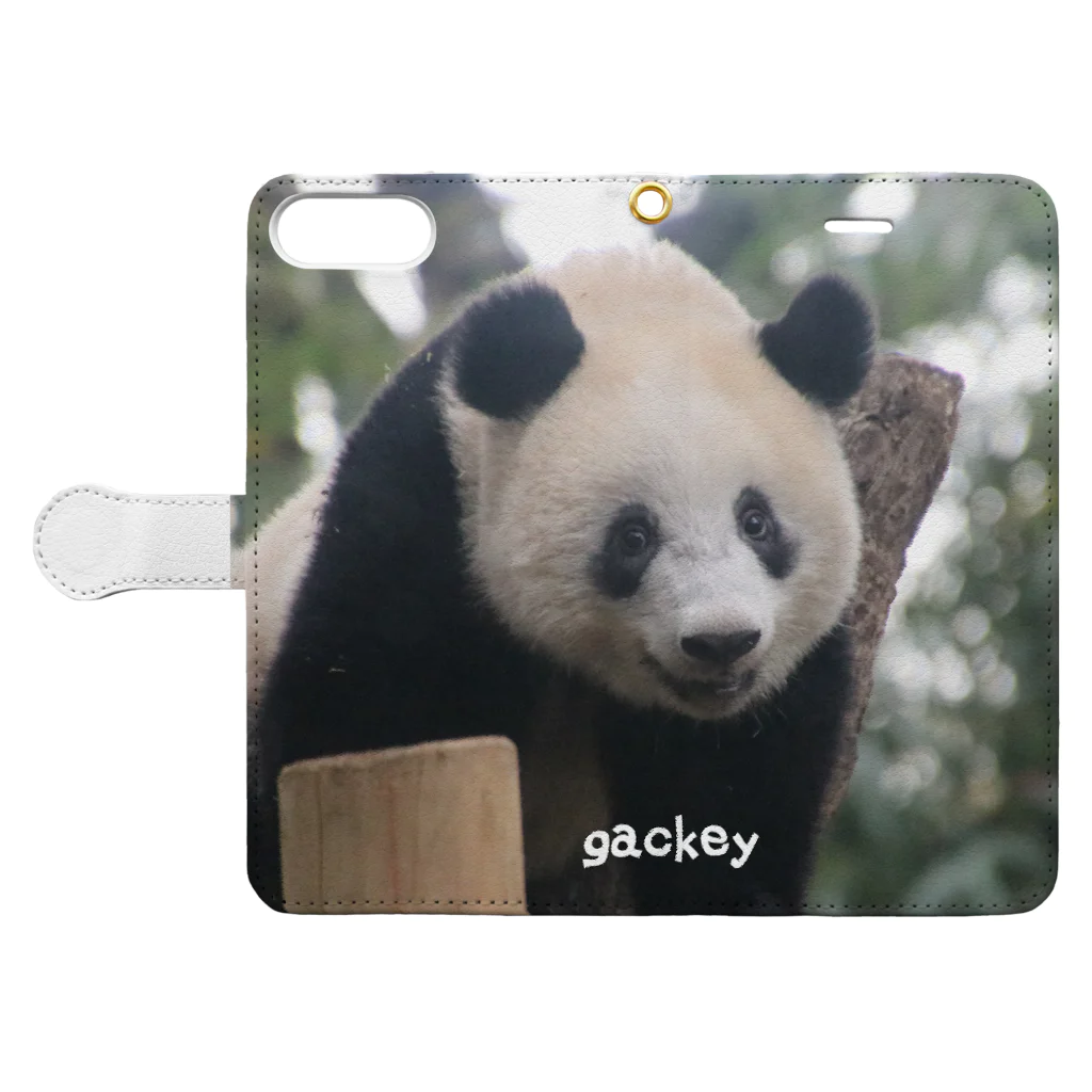 gackeyのおはなし PANDA 手帳型スマホケースを開いた場合(外側)