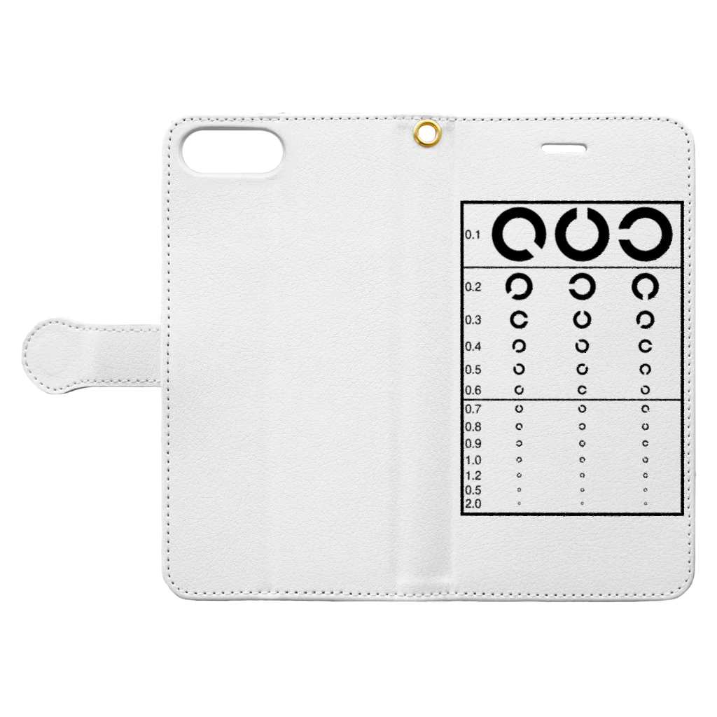kimchinの視力検査 ランドルト環 Book-Style Smartphone Case:Opened (outside)