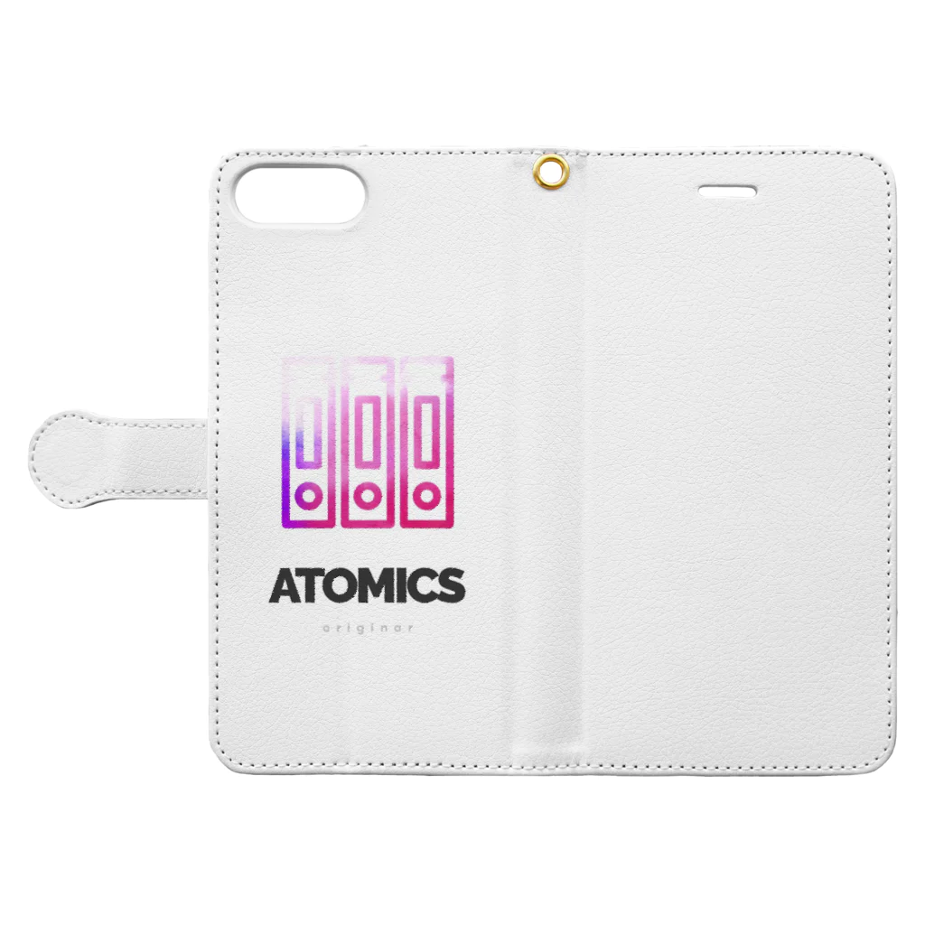 atomicsのエス君のatomics original 手帳型スマホケースを開いた場合(外側)