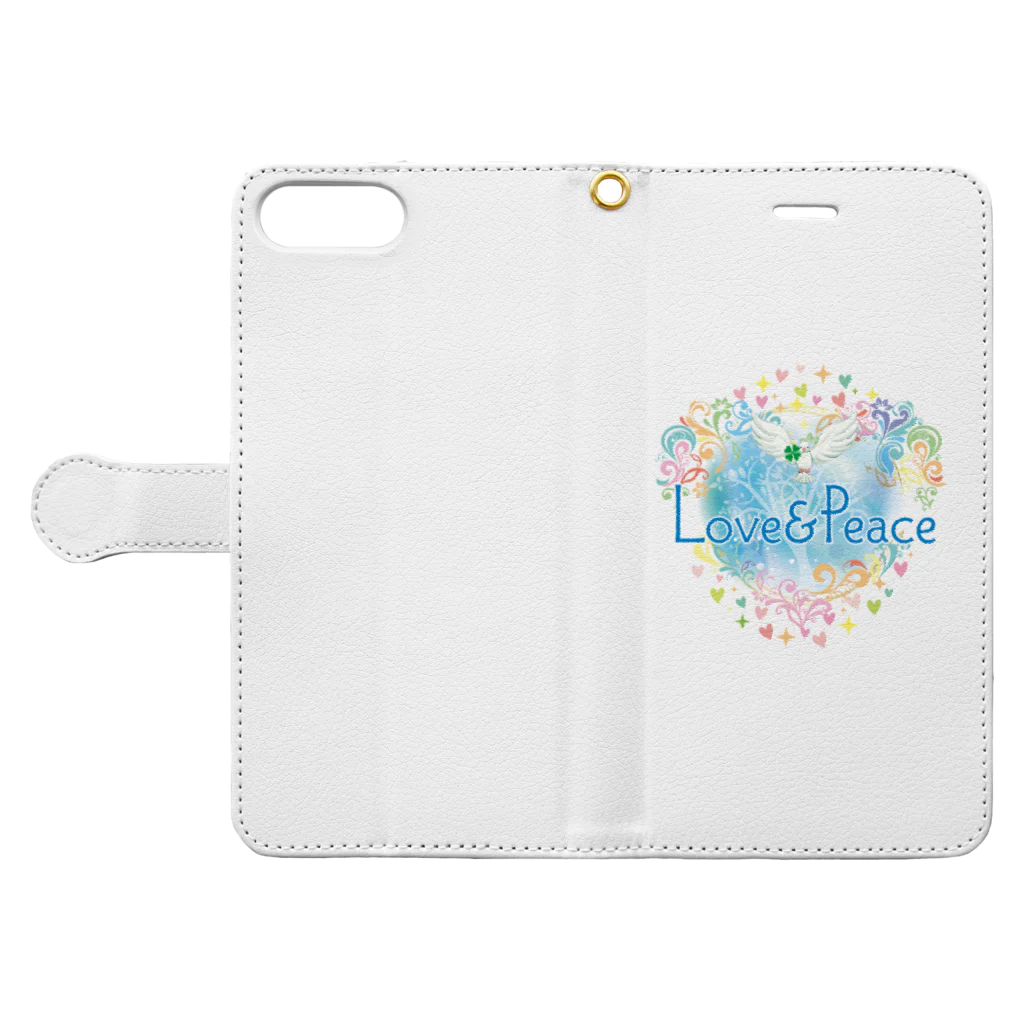 Love＆PeaceのLove＆Peace大人用ロゴ Book-Style Smartphone Case:Opened (outside)