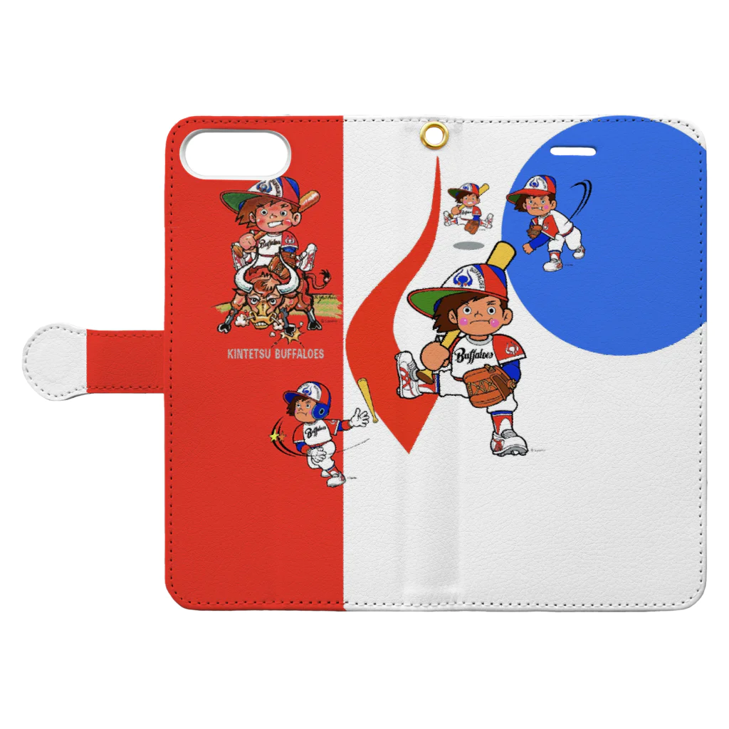 バッファ君  goods【近鉄バファローズ／1976-1996】のトリコロール【バッファ君：基本ポーズ】 Book-Style Smartphone Case:Opened (outside)