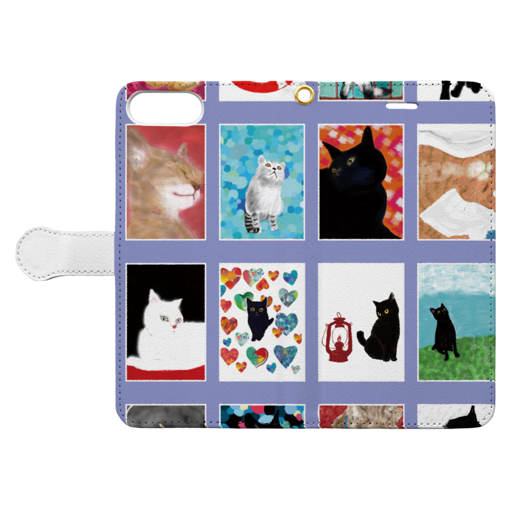 WAMI ARTの猫の窓藤色 Book-Style Smartphone Case:Opened (outside)