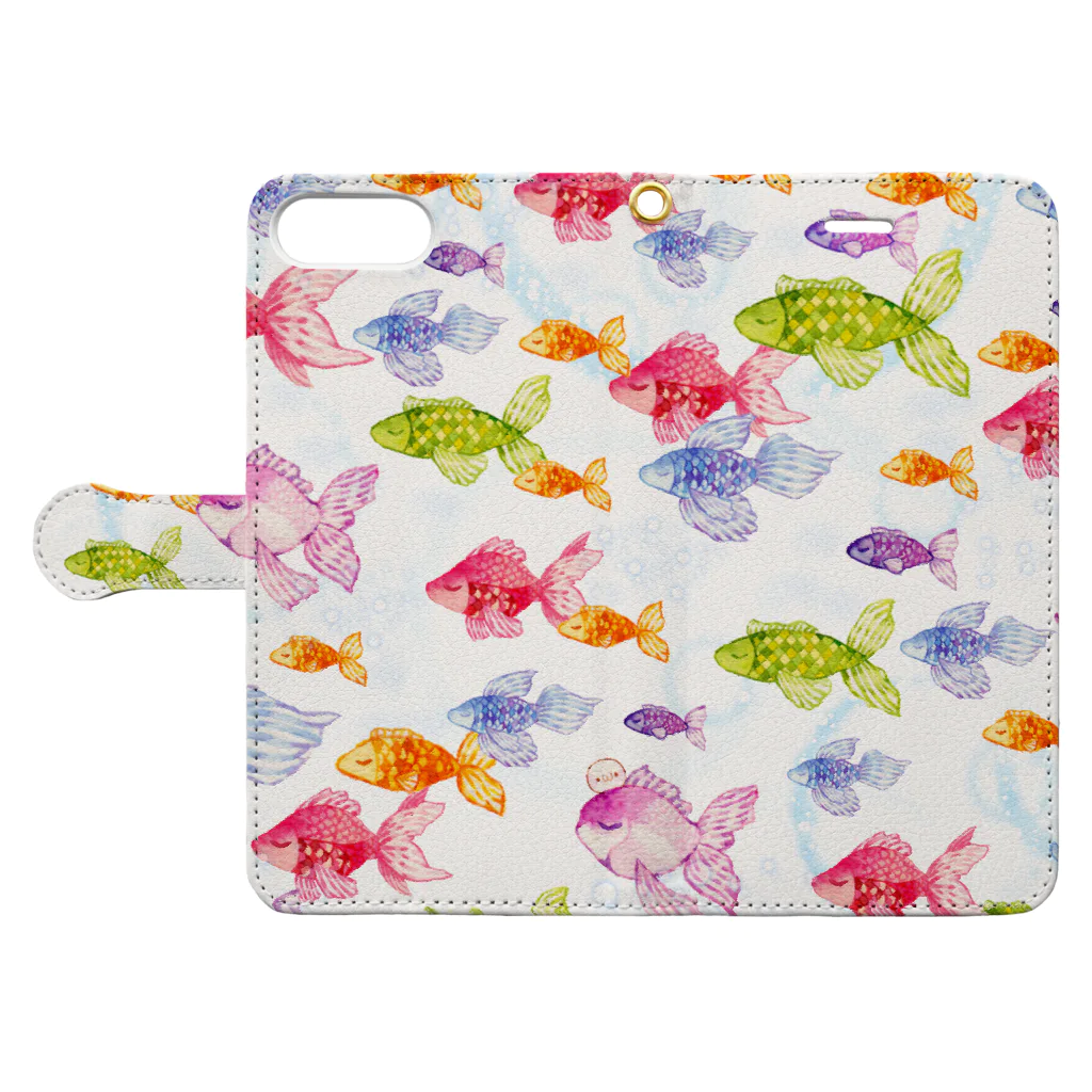 magokoroの金魚 Book-Style Smartphone Case:Opened (outside)