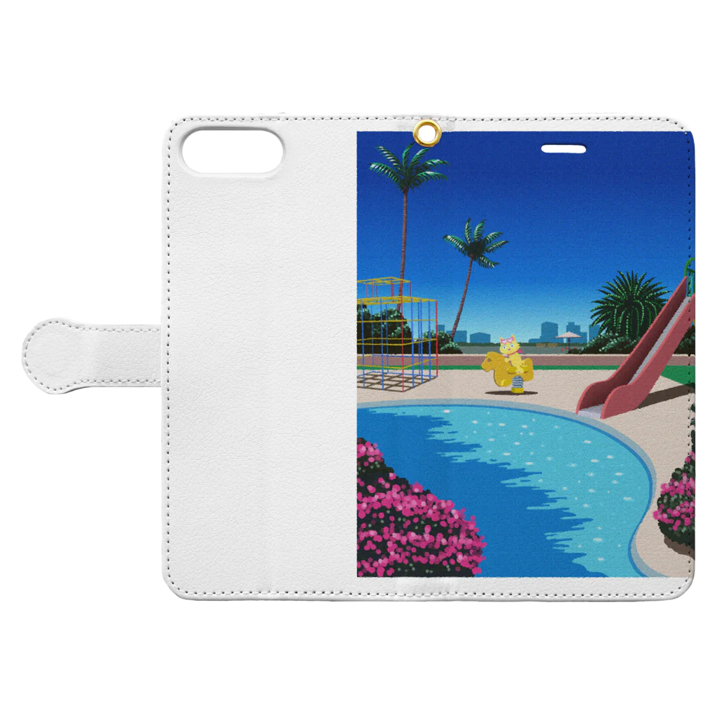 にゃんセグ販売局の公園のトロイ<summer> Book-Style Smartphone Case:Opened (outside)