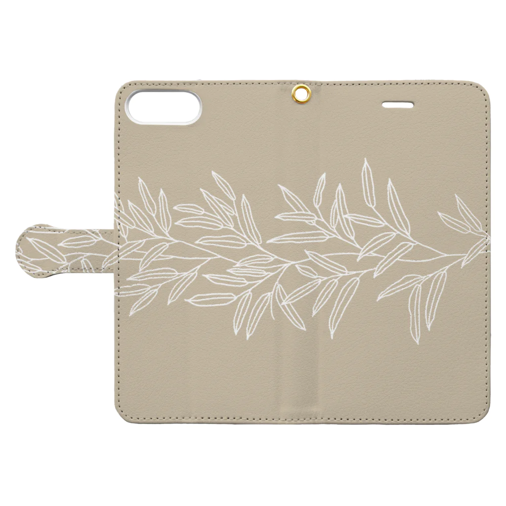 UsamaruのElegnt Leaves - brown Book-Style Smartphone Case:Opened (outside)