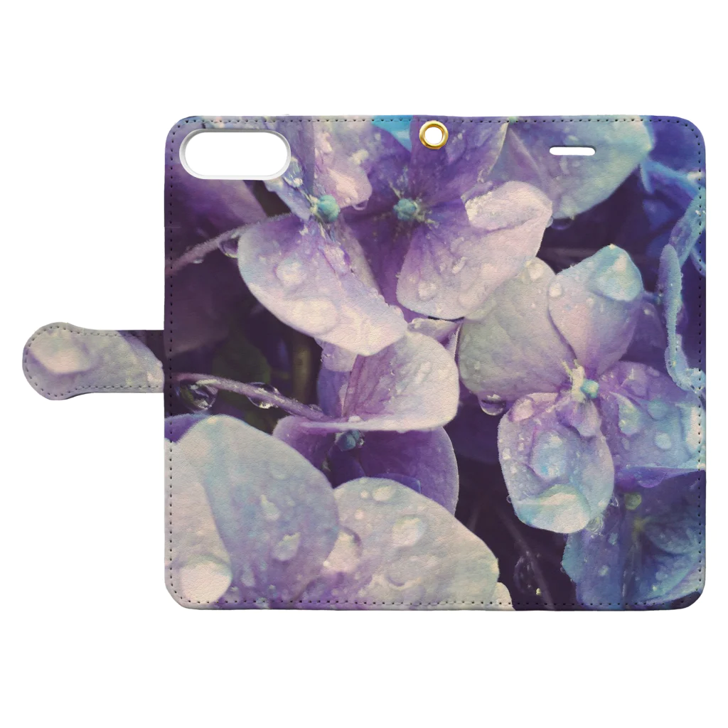 leafandcatの6月と紫陽花 Book-Style Smartphone Case:Opened (outside)