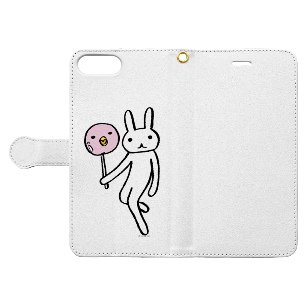 うさぎまつりのことりキャンデー Book-Style Smartphone Case:Opened (outside)