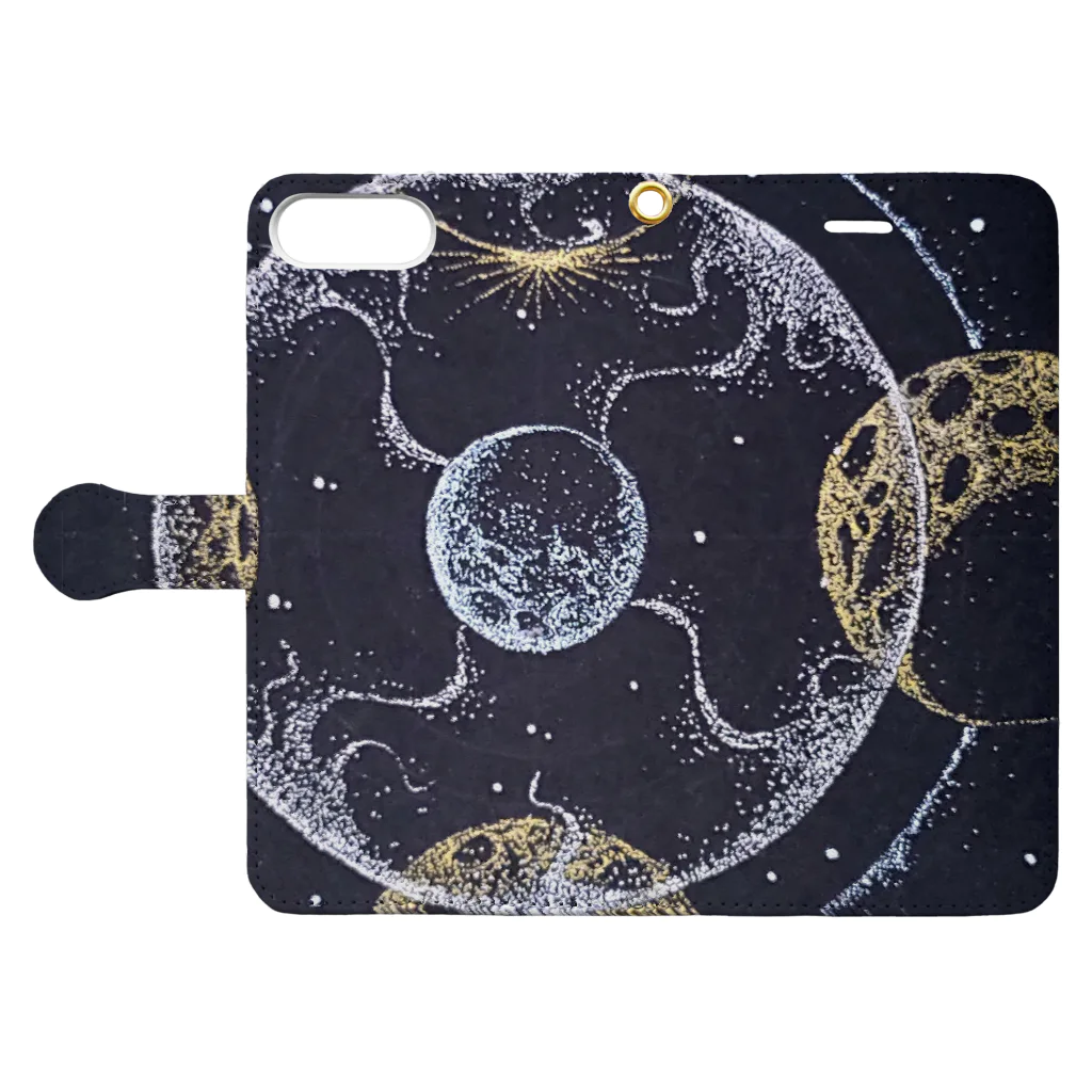 ti-marugodennの宇宙っぽい点描画 Book-Style Smartphone Case:Opened (outside)