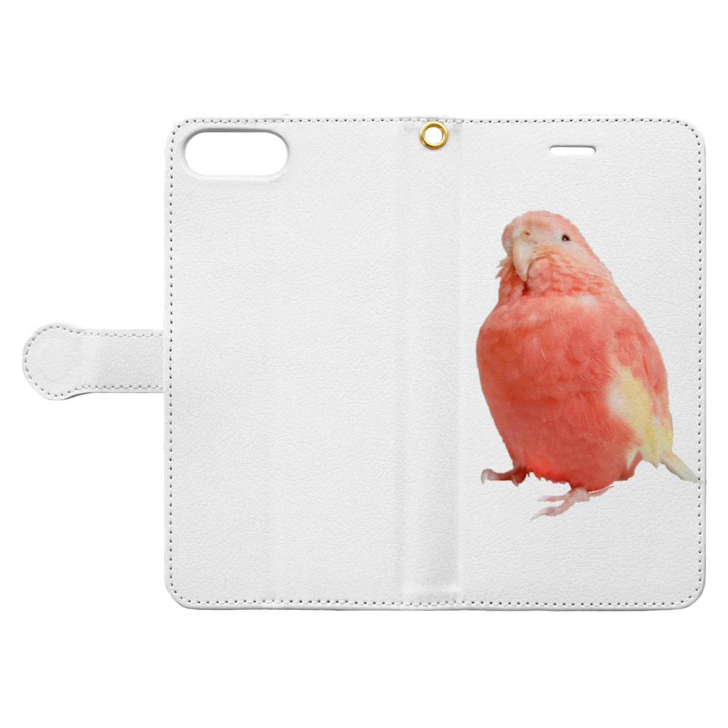 アキクサインコのチャムのアキクサインコのチャム（実写うふ顔） Book-Style Smartphone Case:Opened (outside)